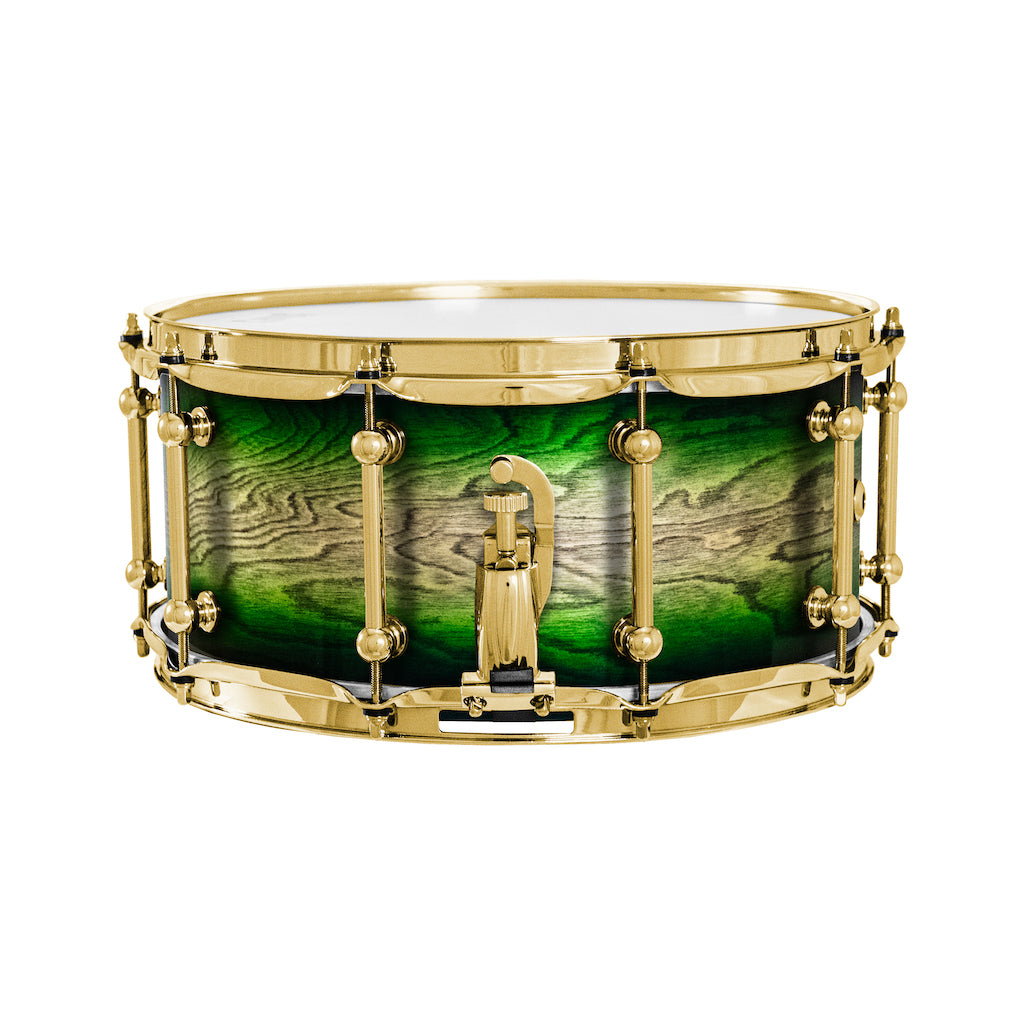 Chaos Elite Custom 14x6.5 Snare Drum Birch & Bubinga - Green Natural Burst