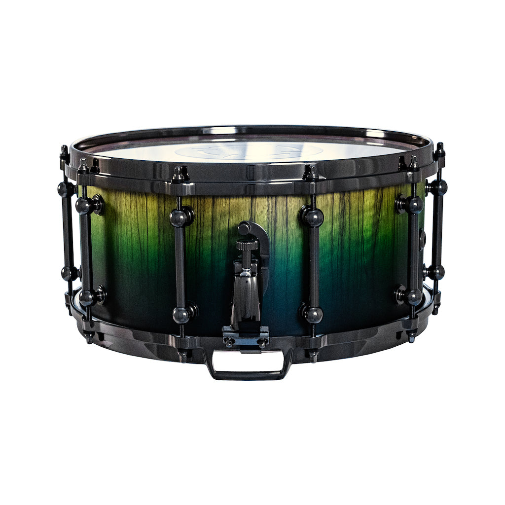 Chaos Elite Custom 14x6.5 Snare Drum Black Limba - Green Fade