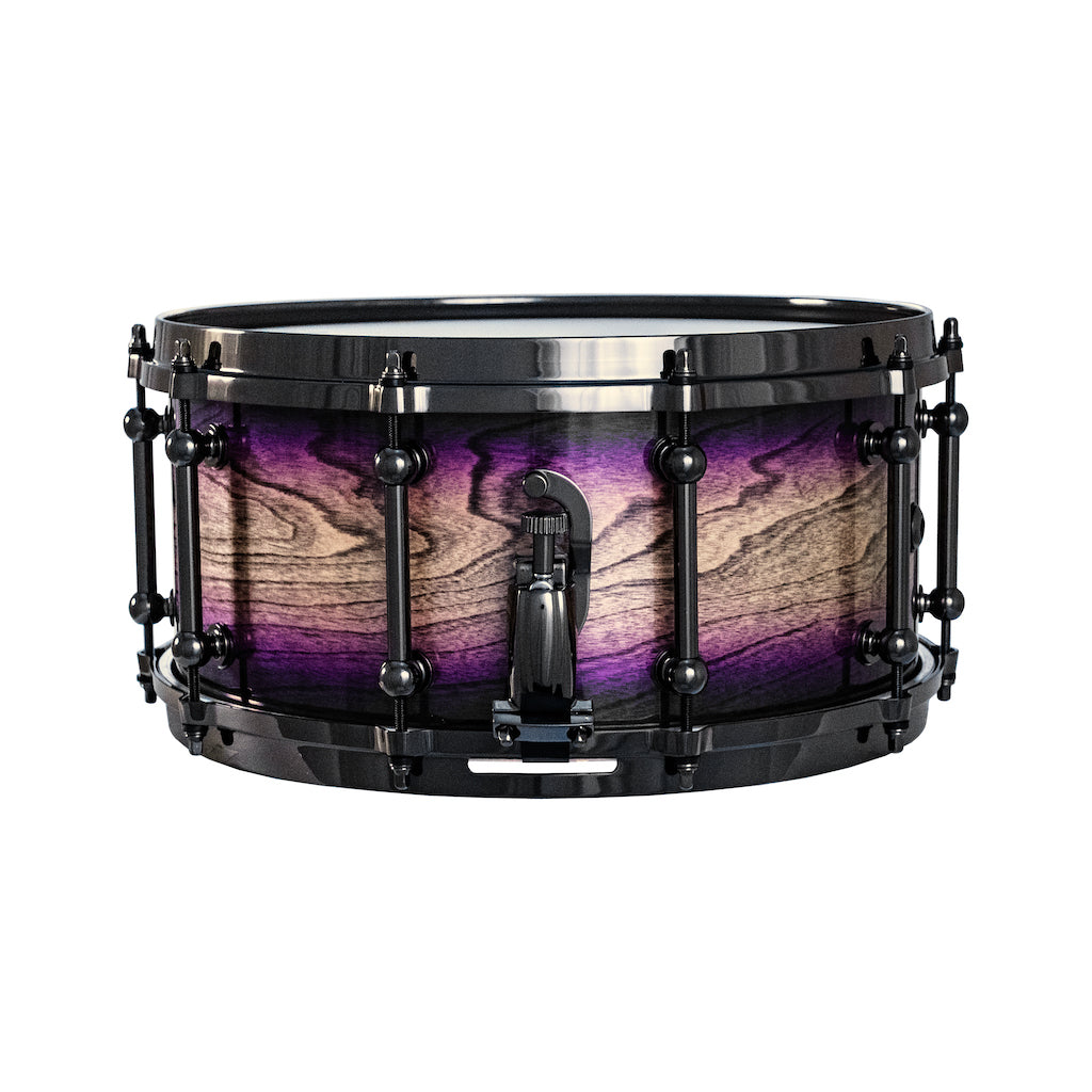 Chaos Elite Custom 14x6.5 Snare Drum Birch & Bubinga - Purple Natural Burst