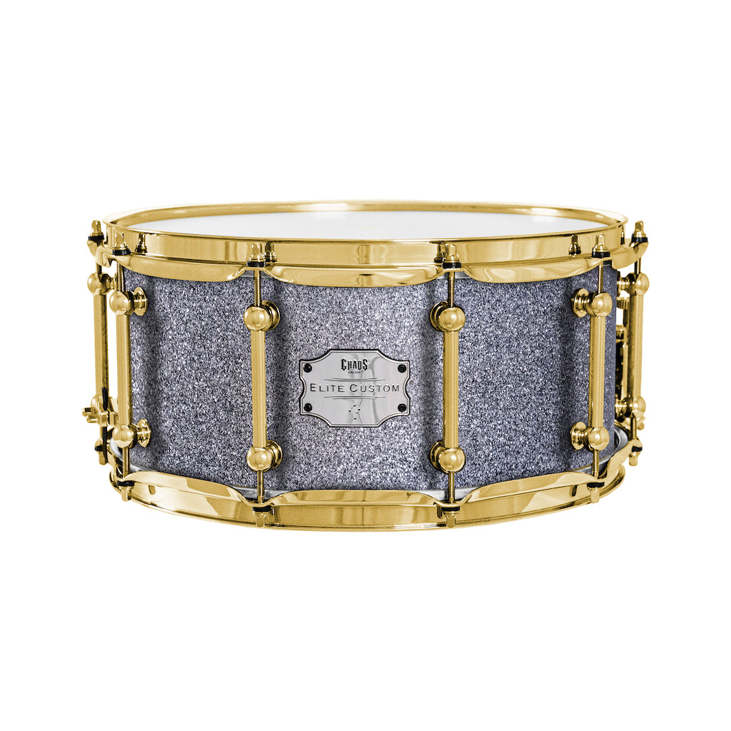 Chaos Elite Custom 14x6.5 Walnut Re-Ring Snare Drum - Silver Sparkle