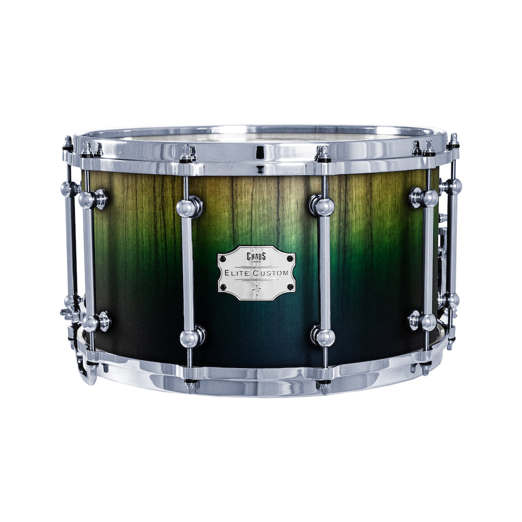 Chaos Elite Custom 14x8 Snare Drum Black Limba - Green Fade