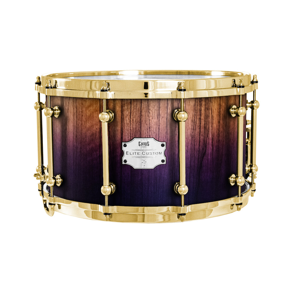 Chaos Elite Custom 14x8 Snare Drum Black Limba - Purple Fade
