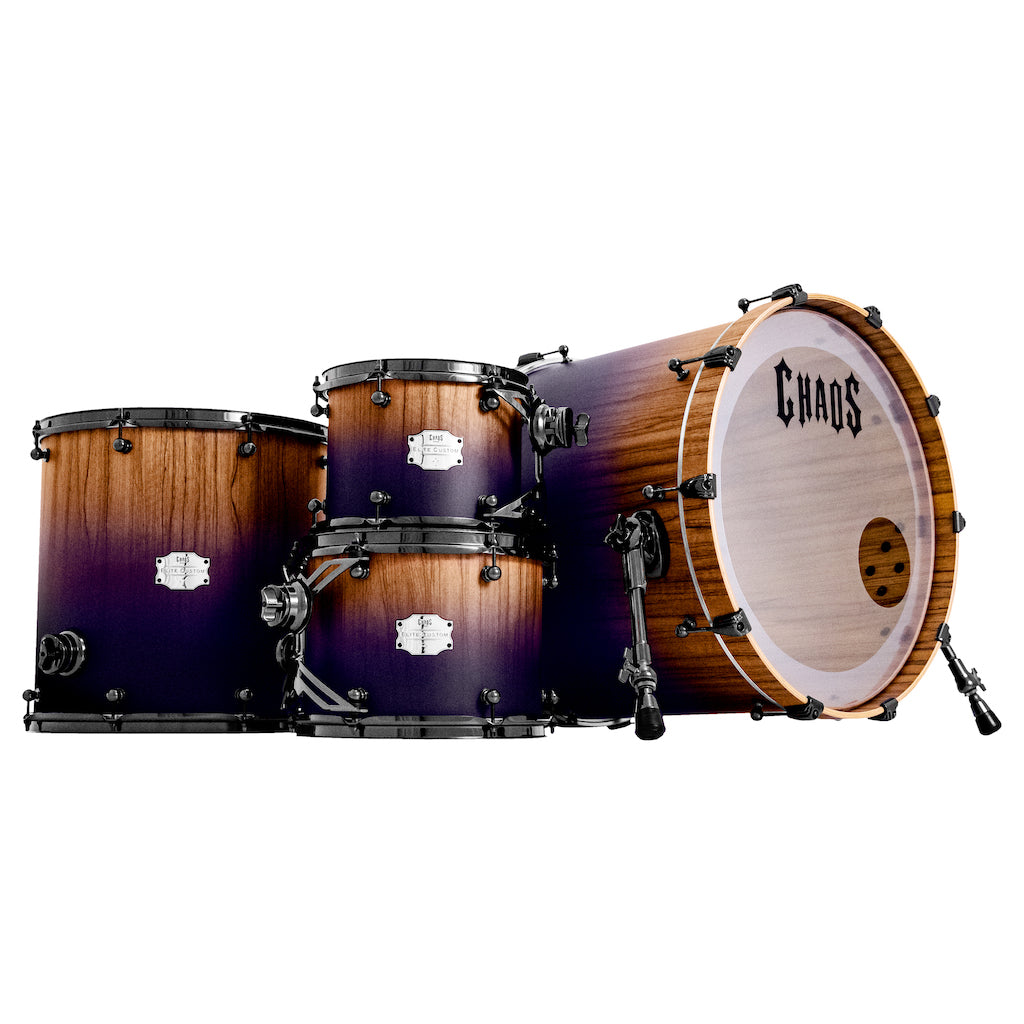 Chaos Elite Custom Drum Kit Maple & Black Limba - Purple Fade
