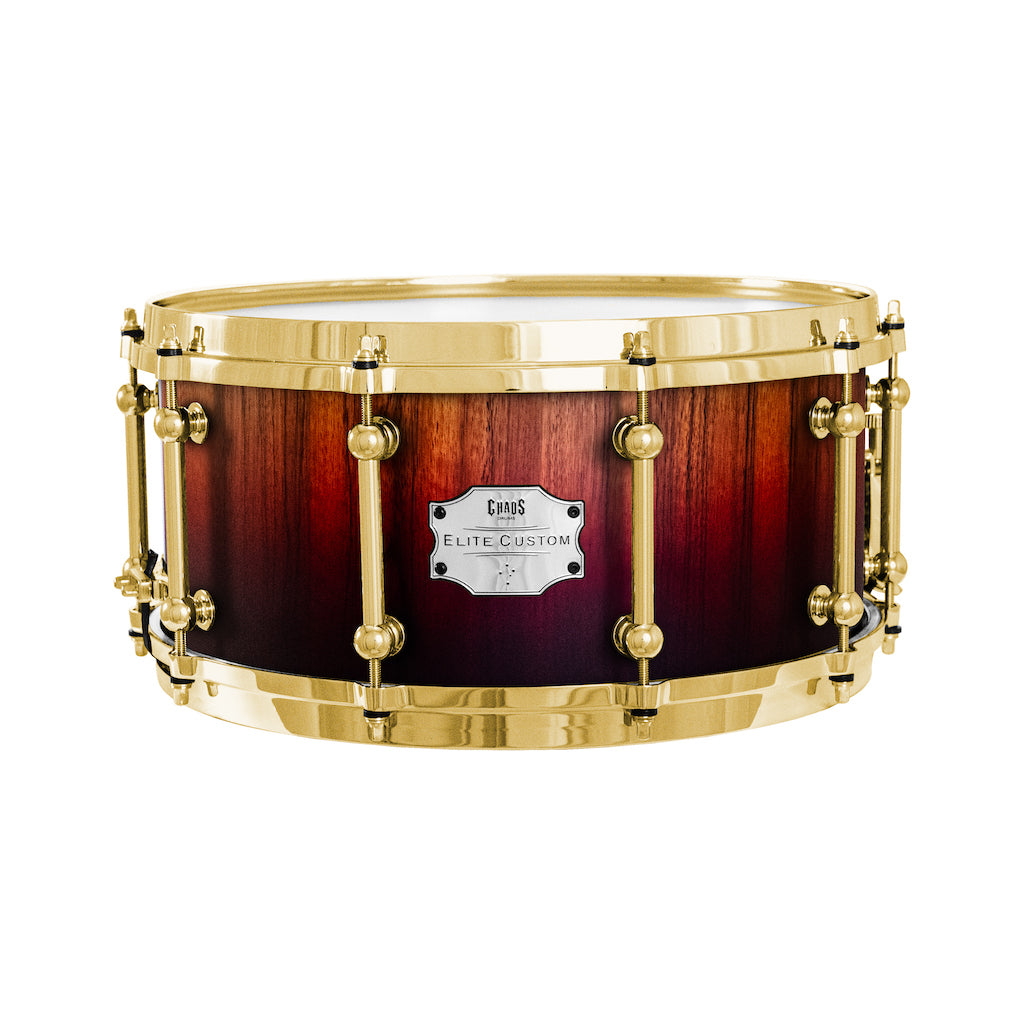 Chaos Elite Custom 14x6.5 Snare Drum Black Limba - Red Fade