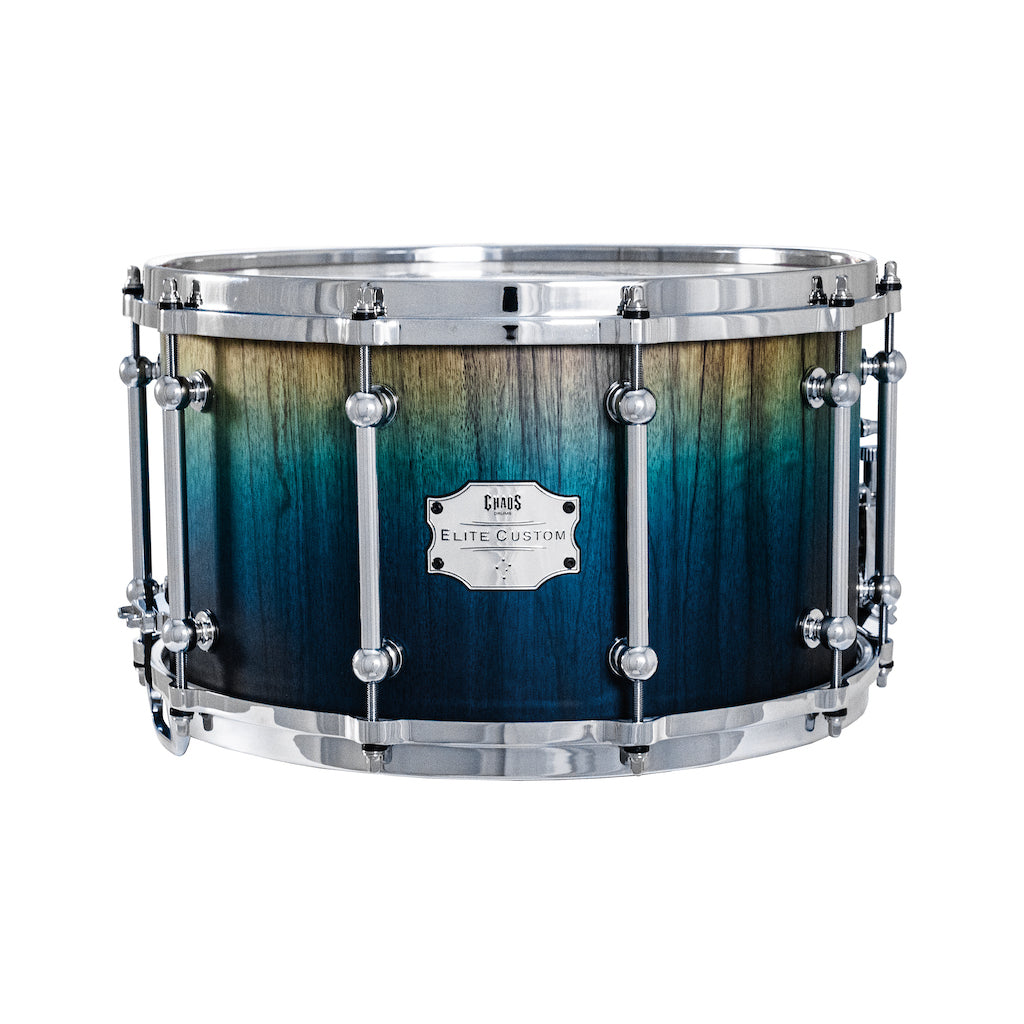 Chaos Elite Custom 14x8 Snare Drum Black Limba - Blue Fade