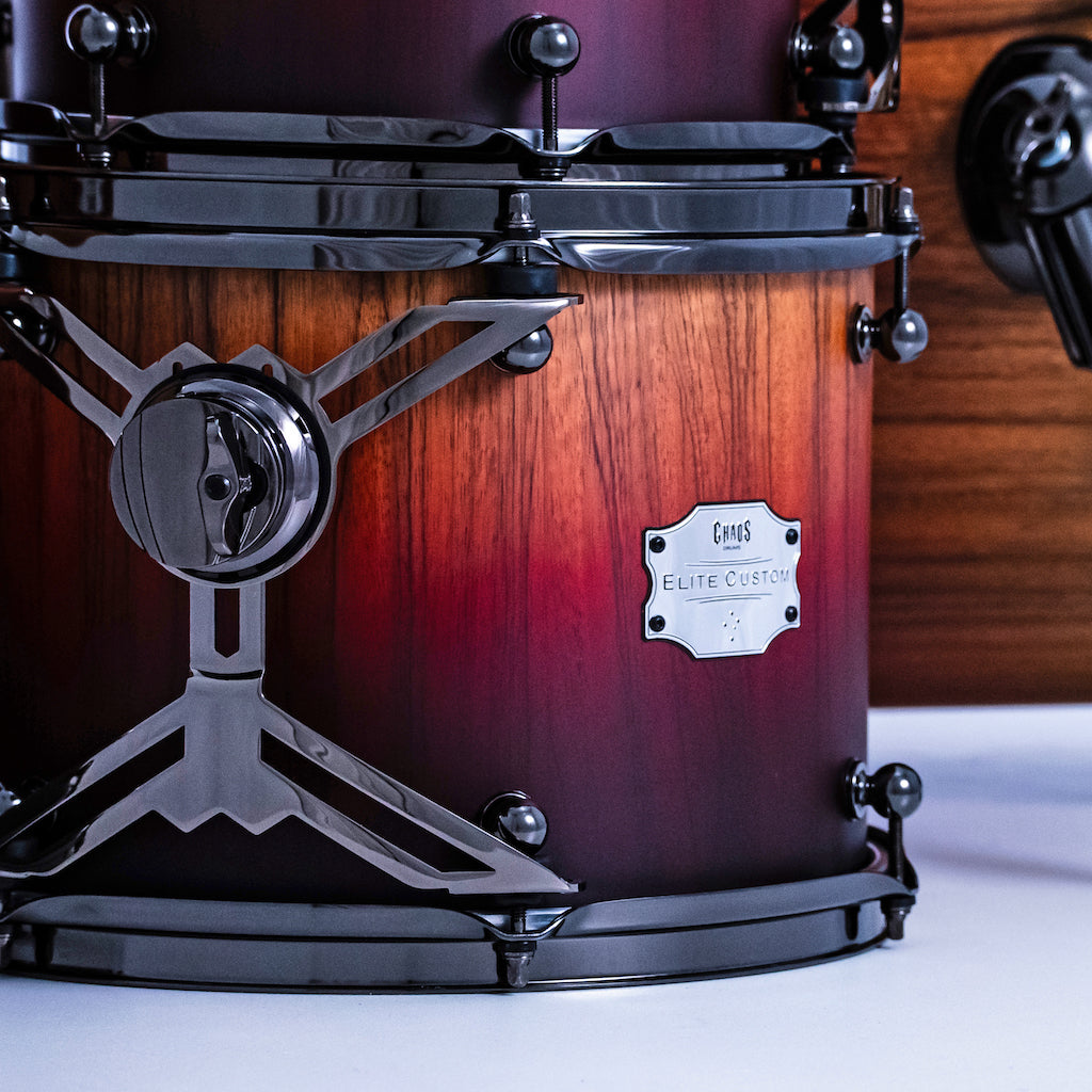 Chaos Elite Custom Drum Kit Maple & Black Limba - Red Fade