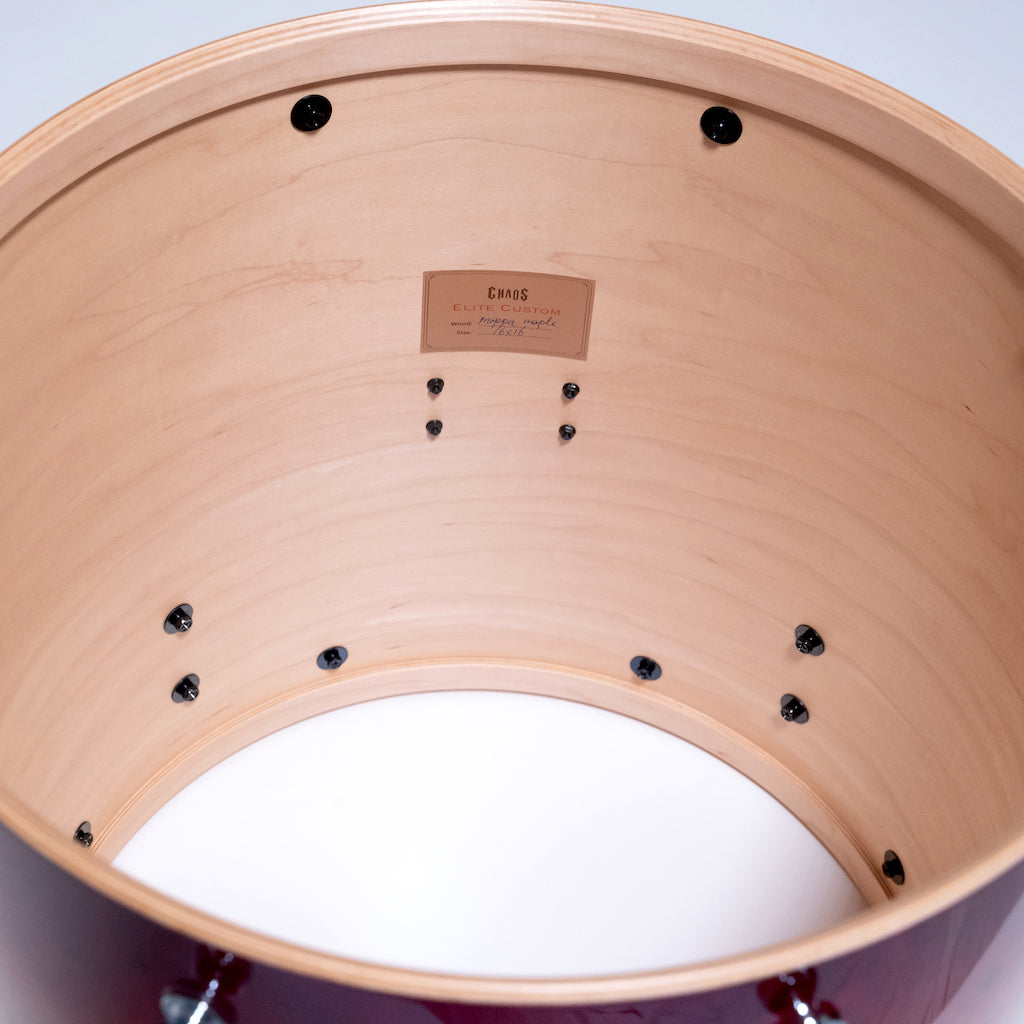 Chaos Elite Custom Drum Kit Maple & Mappa Burl Re-Rings - Black Natural Burst