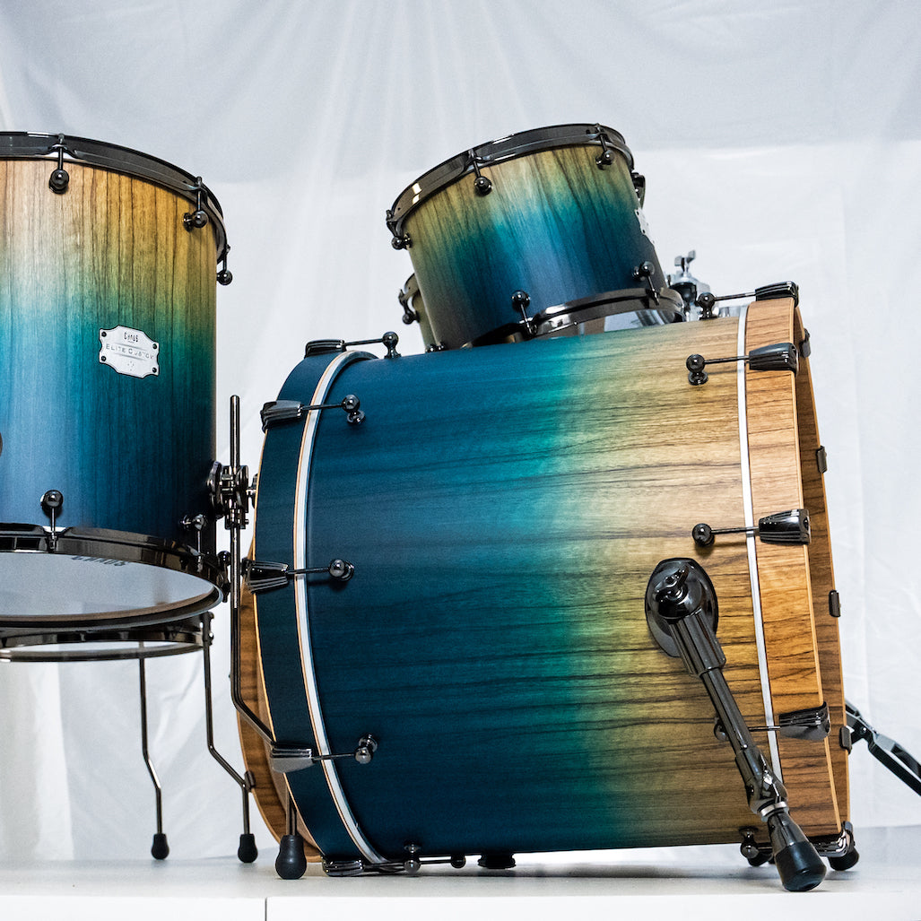 Chaos Elite Custom Drum Kit Maple & Black Limba - Blue Fade