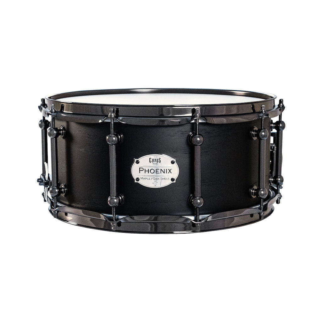 Chaos Phoenix II 14x6.5 Maple & Oak Snare Drum - Satin Black