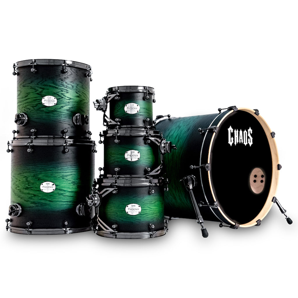 Chaos Phoenix II Maple & Oak Drum Kit - Green Burst