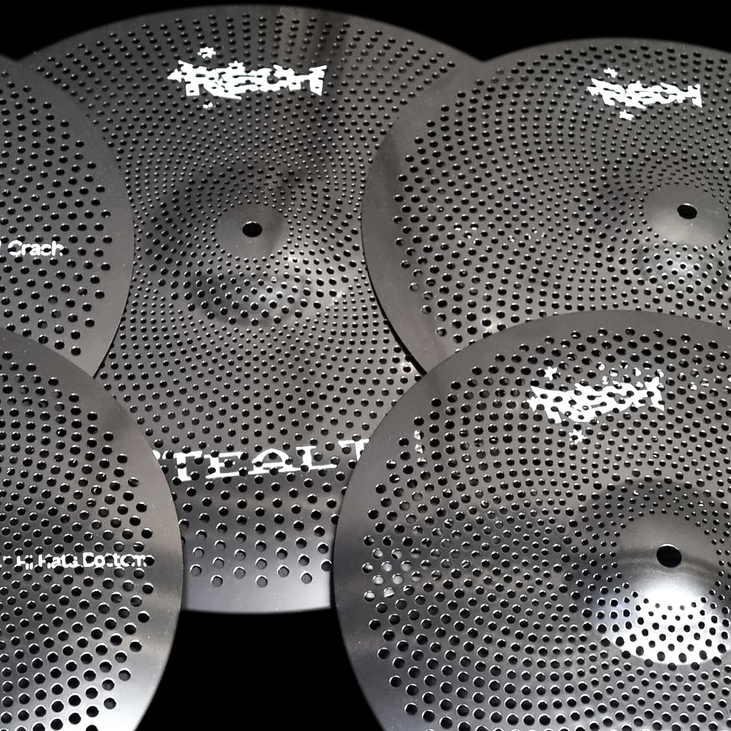 Rech Stealth Black 5 Piece Low Volume Cymbal Pack Set + FREE Bag