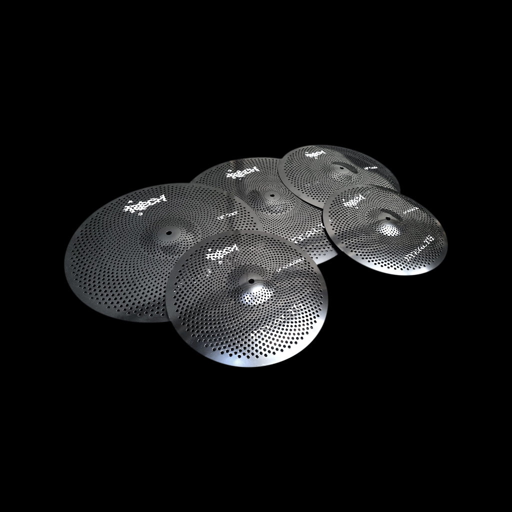 Rech Stealth Black 5 Piece Low Volume Cymbal Pack Set + FREE Bag