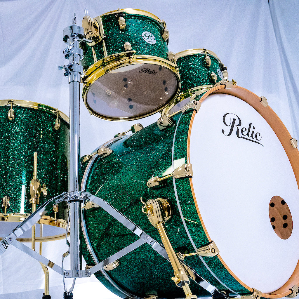 Relic Signature Beech Drum Kit - Green Sparkle