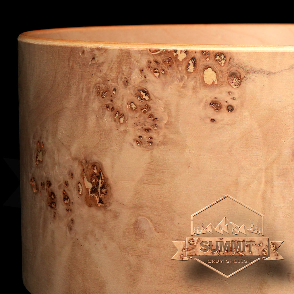 Summit Drum Shells Maple with Mappa Burl Veneer Snare