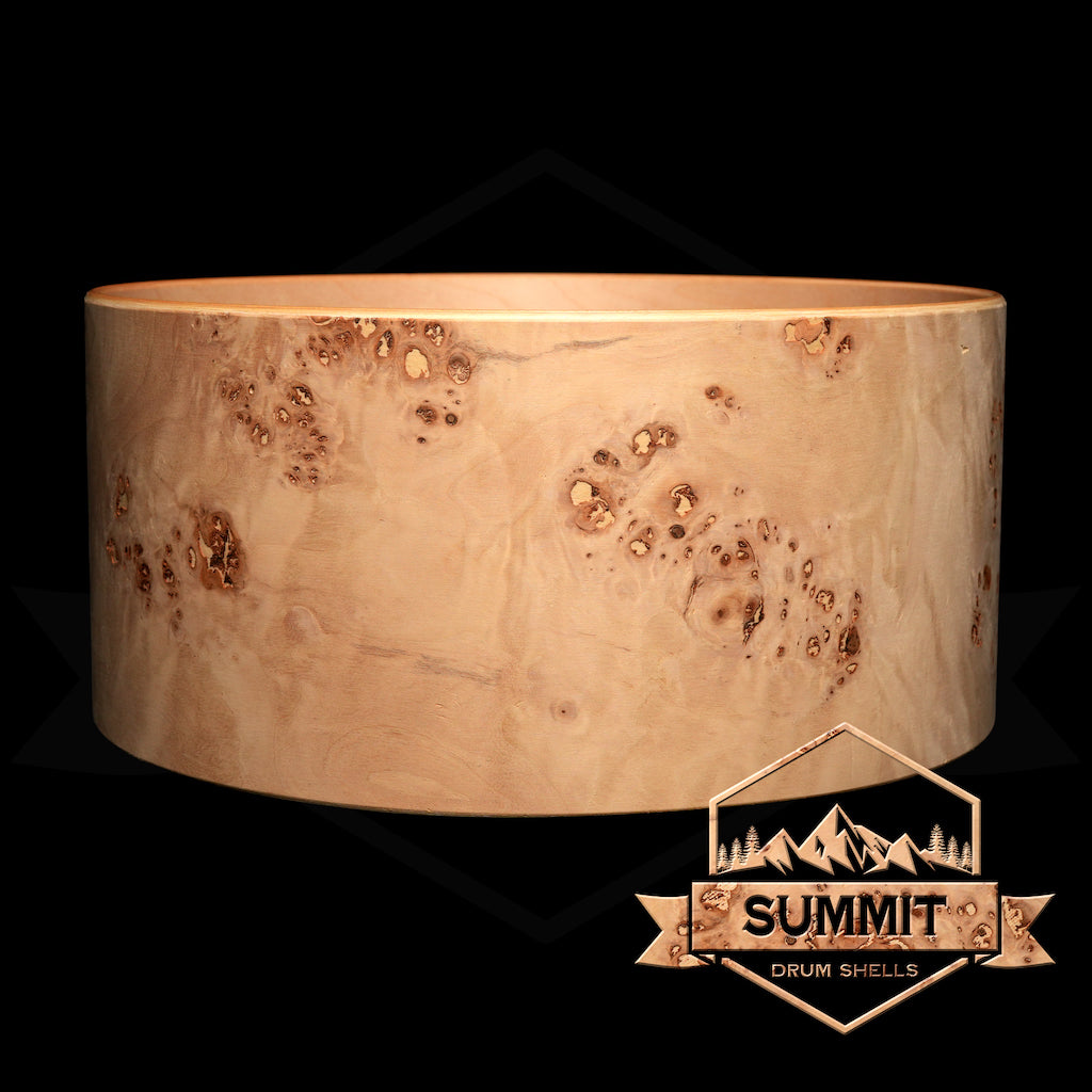 Summit Drum Shells Maple with Mappa Burl Veneer Snare