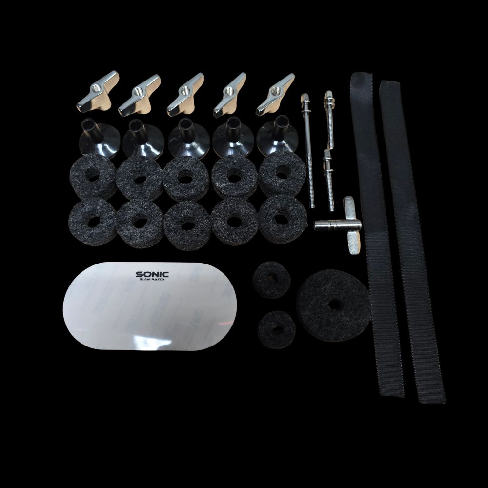 Drummers 30pc Spare Parts Tech Set | Cymbal Felts, Sleeves, Drum Key & Tension Rods