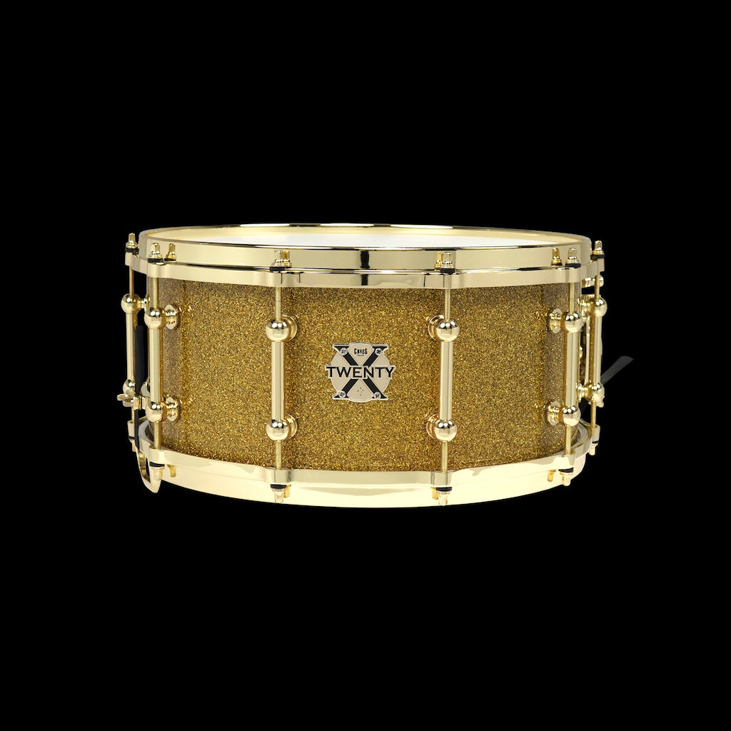 Chaos Twenty X Elite 14x5.5 20 Ply Snare Drum - Gold Sparkle