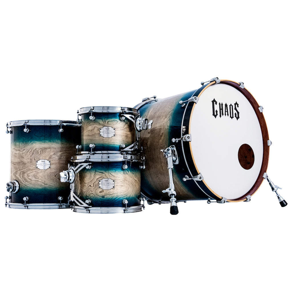 Chaos Elite Custom Drum Kit Birch & Bubinga - Blue Natural Burst