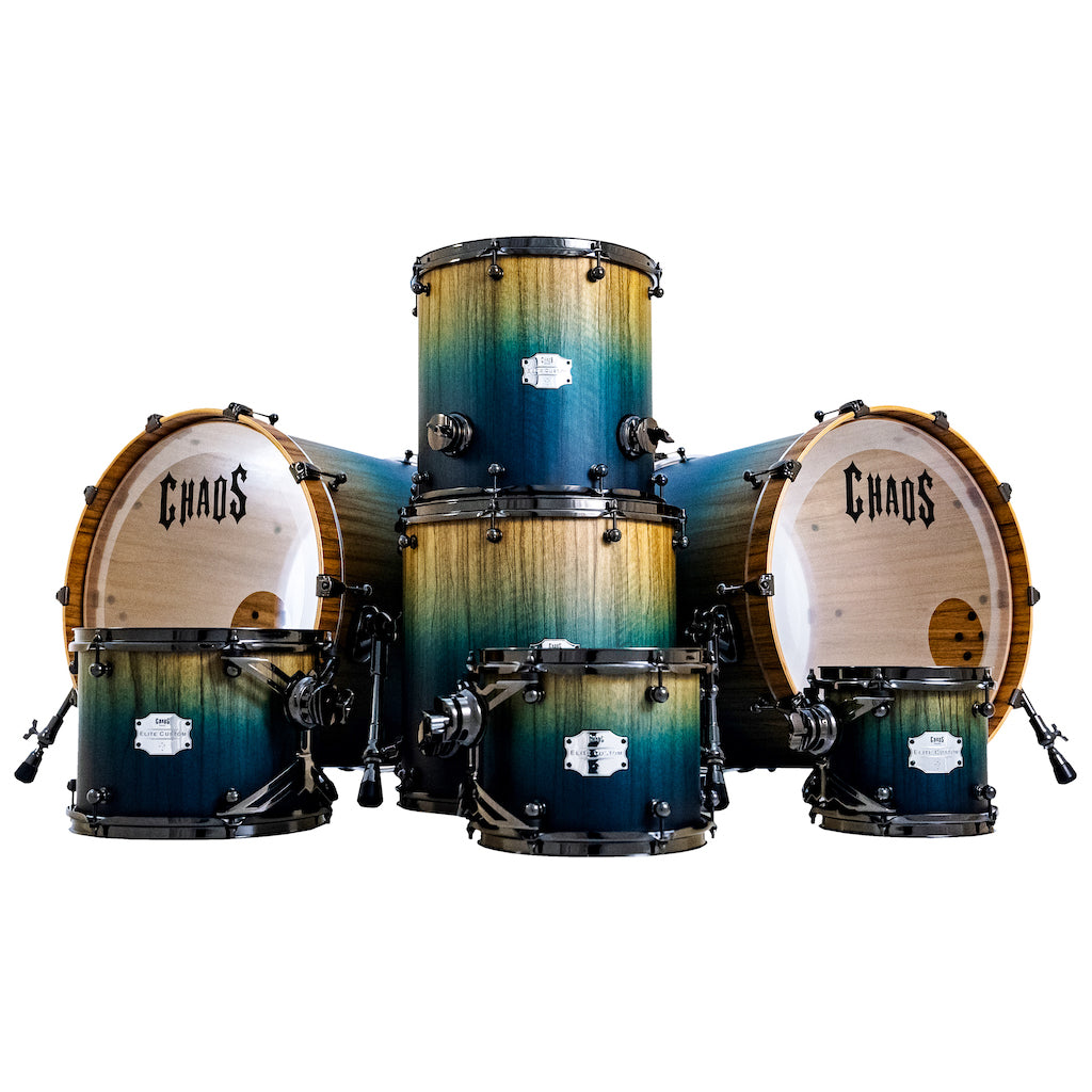 Chaos Elite Custom Drum Kit Maple & Black Limba - Blue Fade