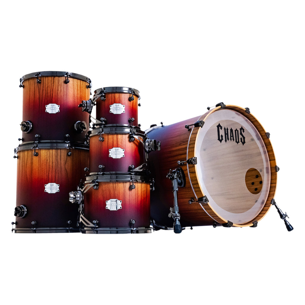 Chaos Elite Custom Drum Kit Maple & Black Limba - Red Fade