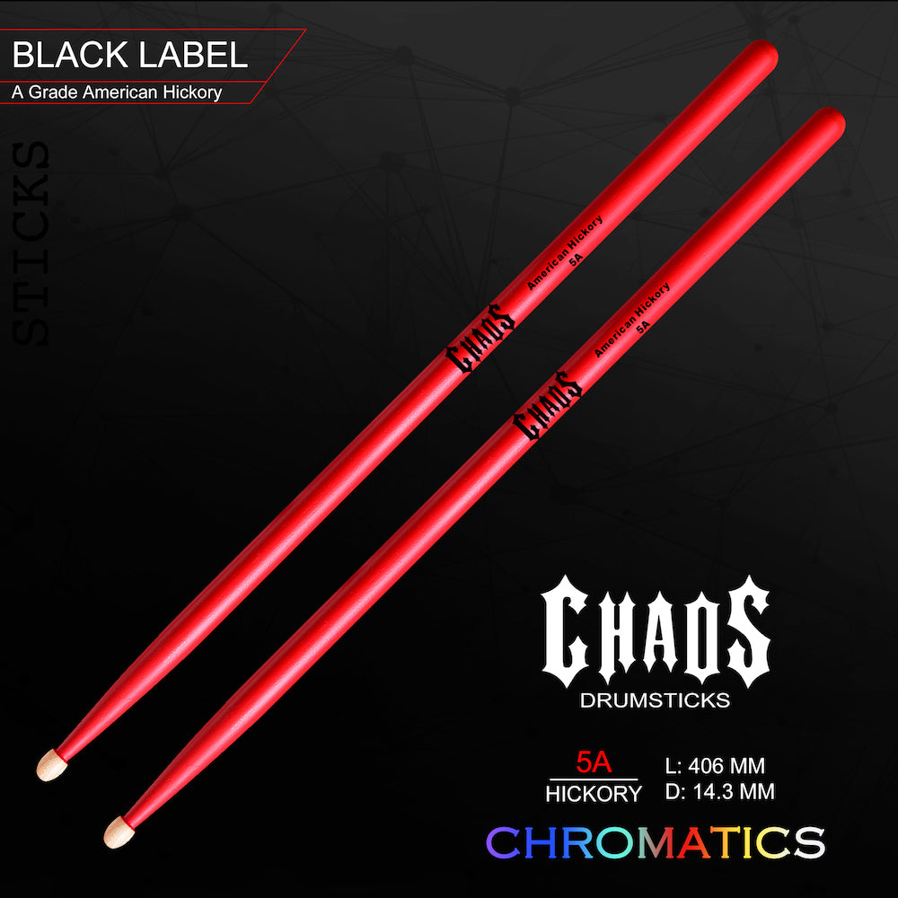 Chaos 5A Drum Sticks - Chromatics Red