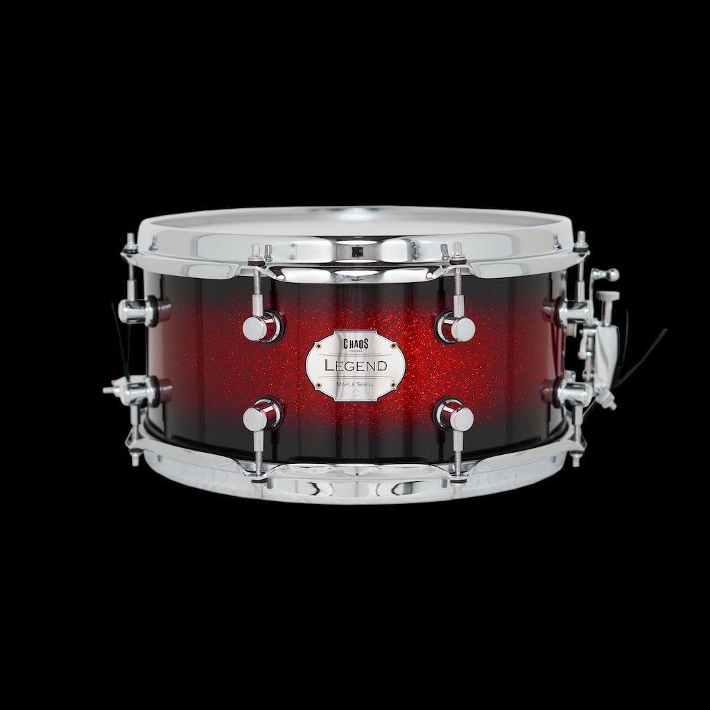 Chaos Maple Snare Drum - Legend Tone, Crack and sensitivity. Red Sparkle Burst