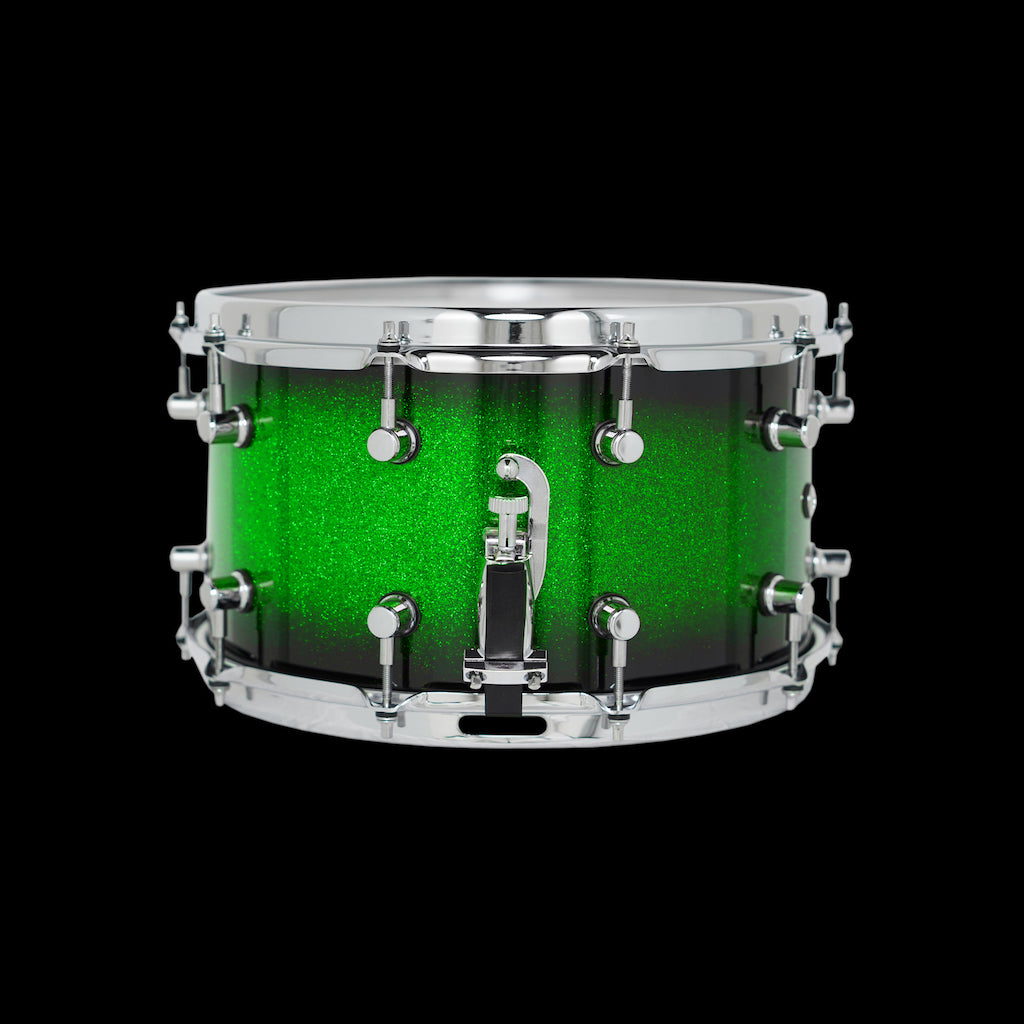Chaos Maple Snare Drum - Legend Tone, Crack and sensitivity. Green Sparkle Burst