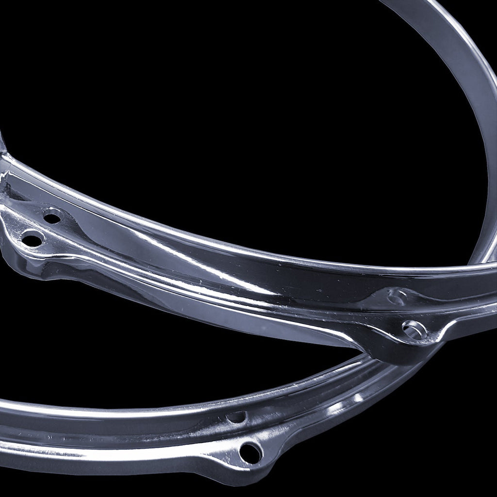 Close Up of a Pair of DFP Chrome Die Cast Drum Hoops