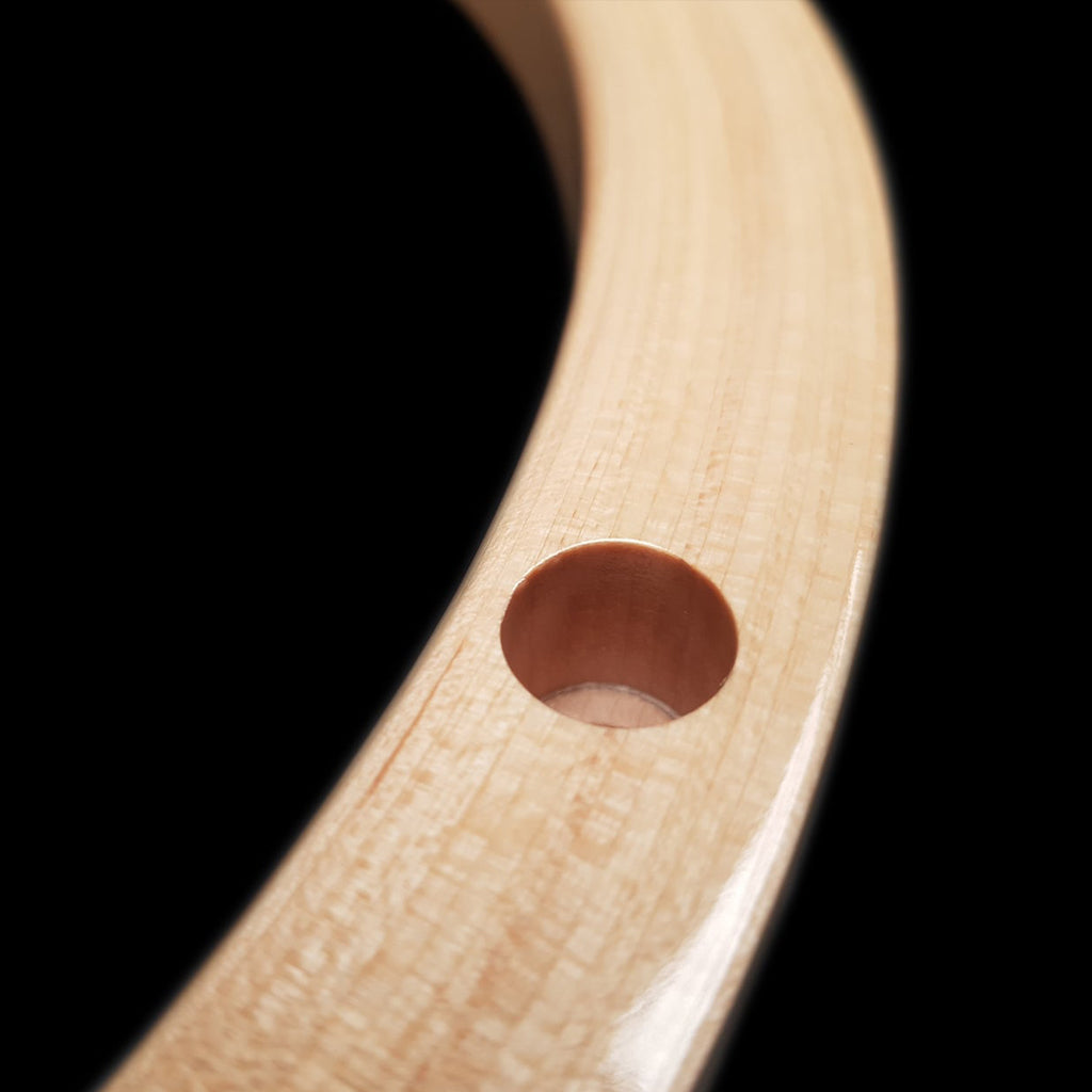Tension Rod Eyelet on DFP Lacquered Maple Snare Drum Hoop