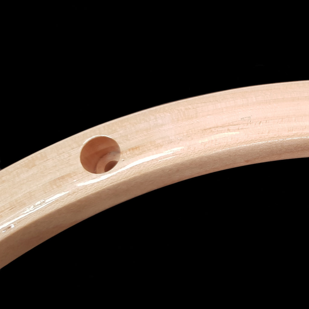 Close Up of DFP Lacquered Maple Snare Drum Hoops