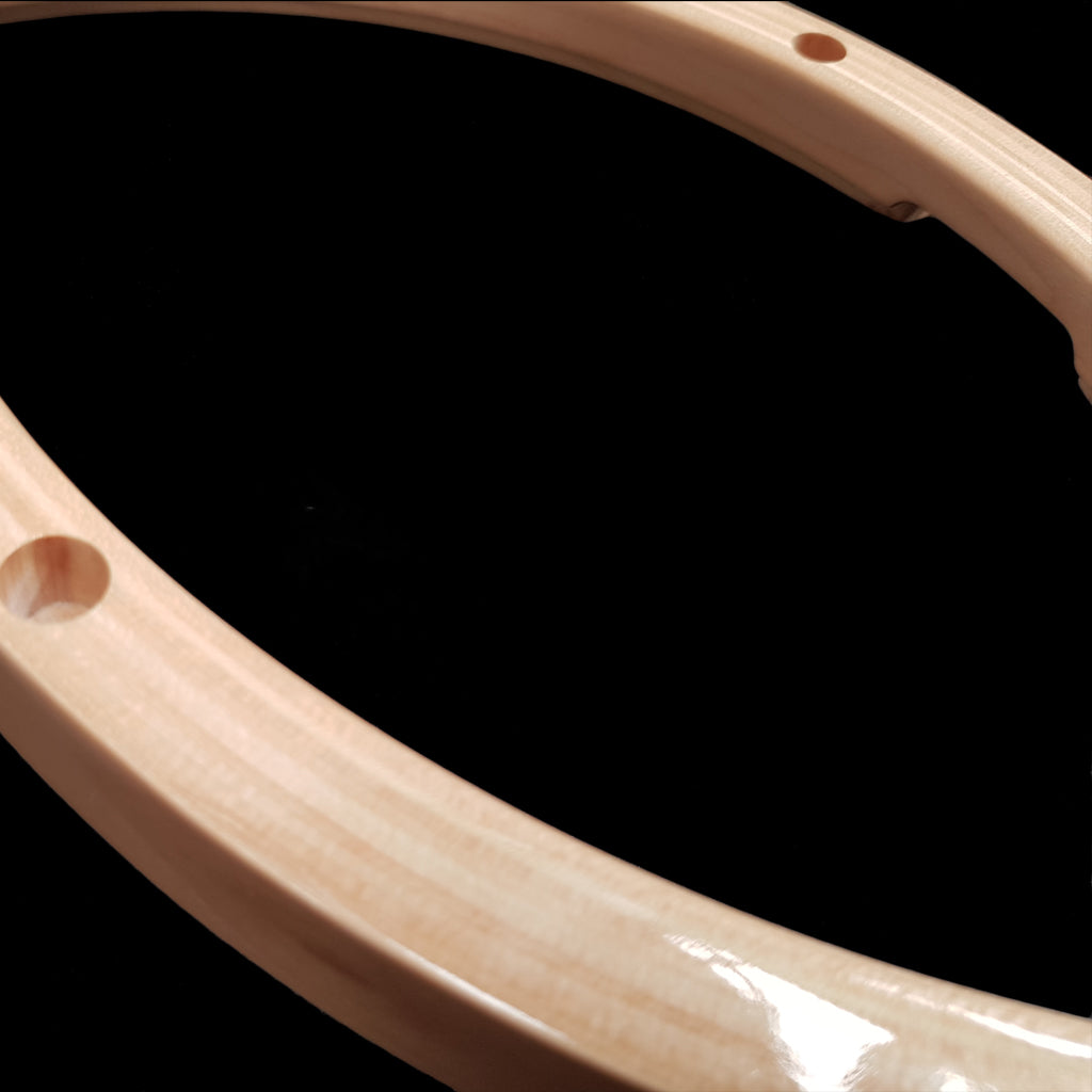 Close up Pair of DFP Lacquered Maple Drum Hoops