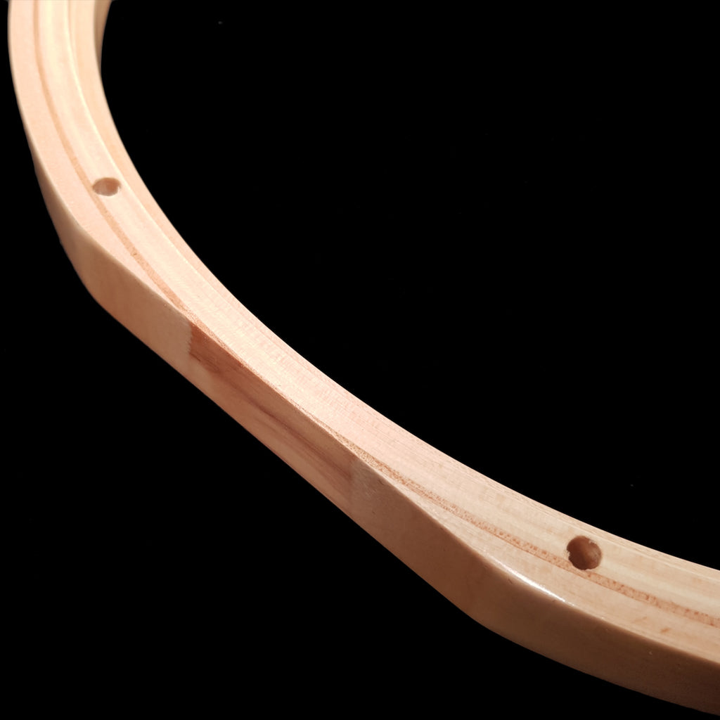 Close Up of DFP Lacquered Maple Snare Drum Batter Hoop