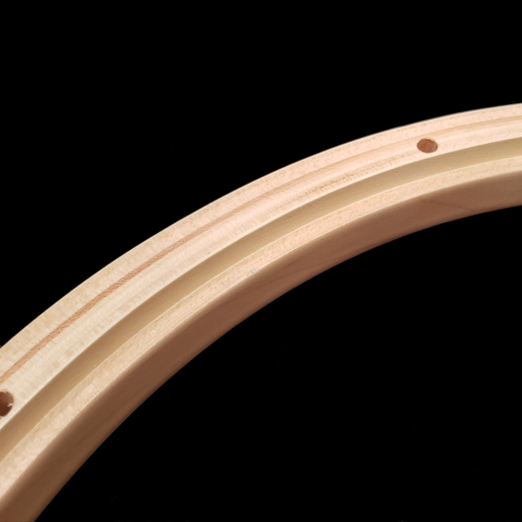 Underside of DFP Lacquered Maple Drum Hoops