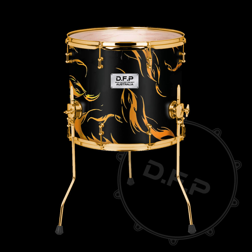 DFP Drum Wrap - Orange & Black Flames