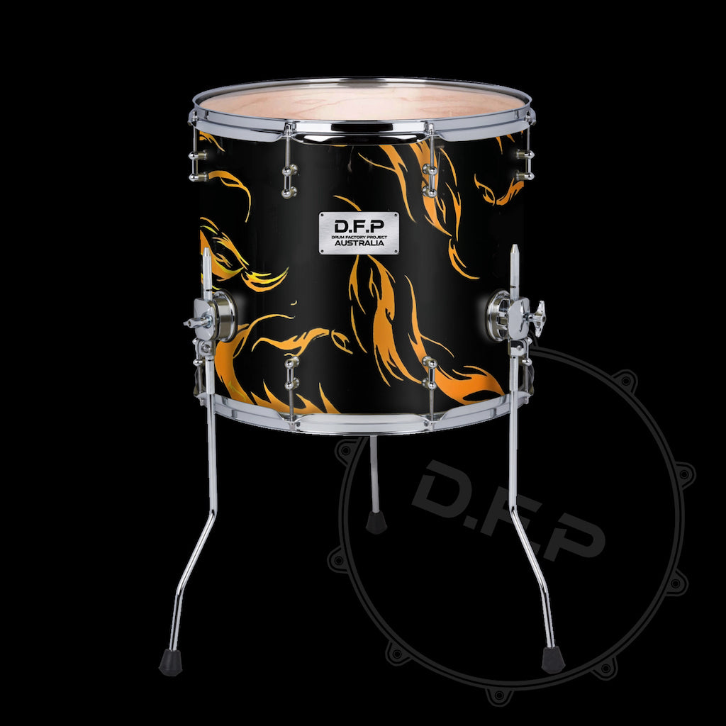 DFP Drum Wrap - Orange & Black Flames