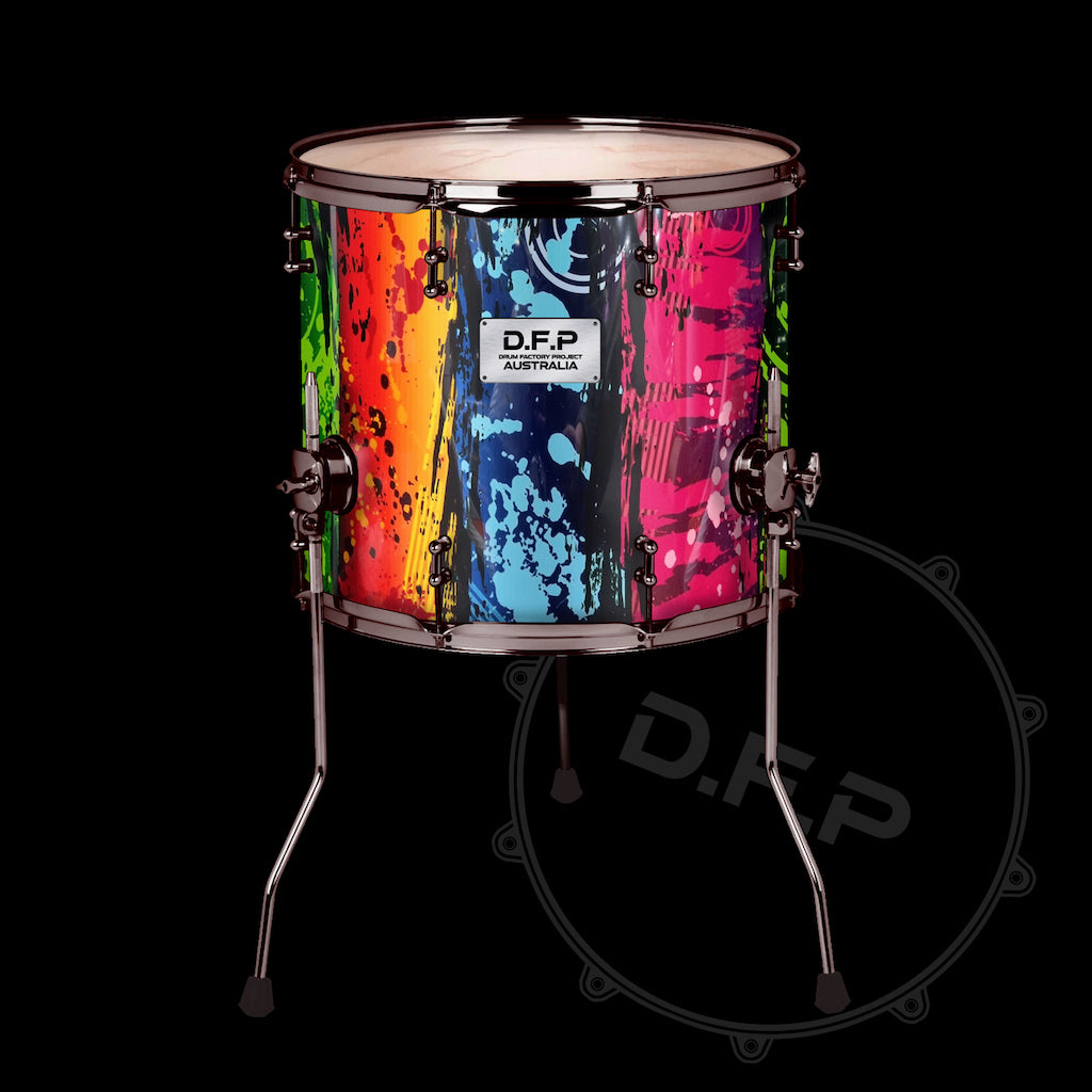 DFP Drum Wrap - Rainbow Stripe Graffiti