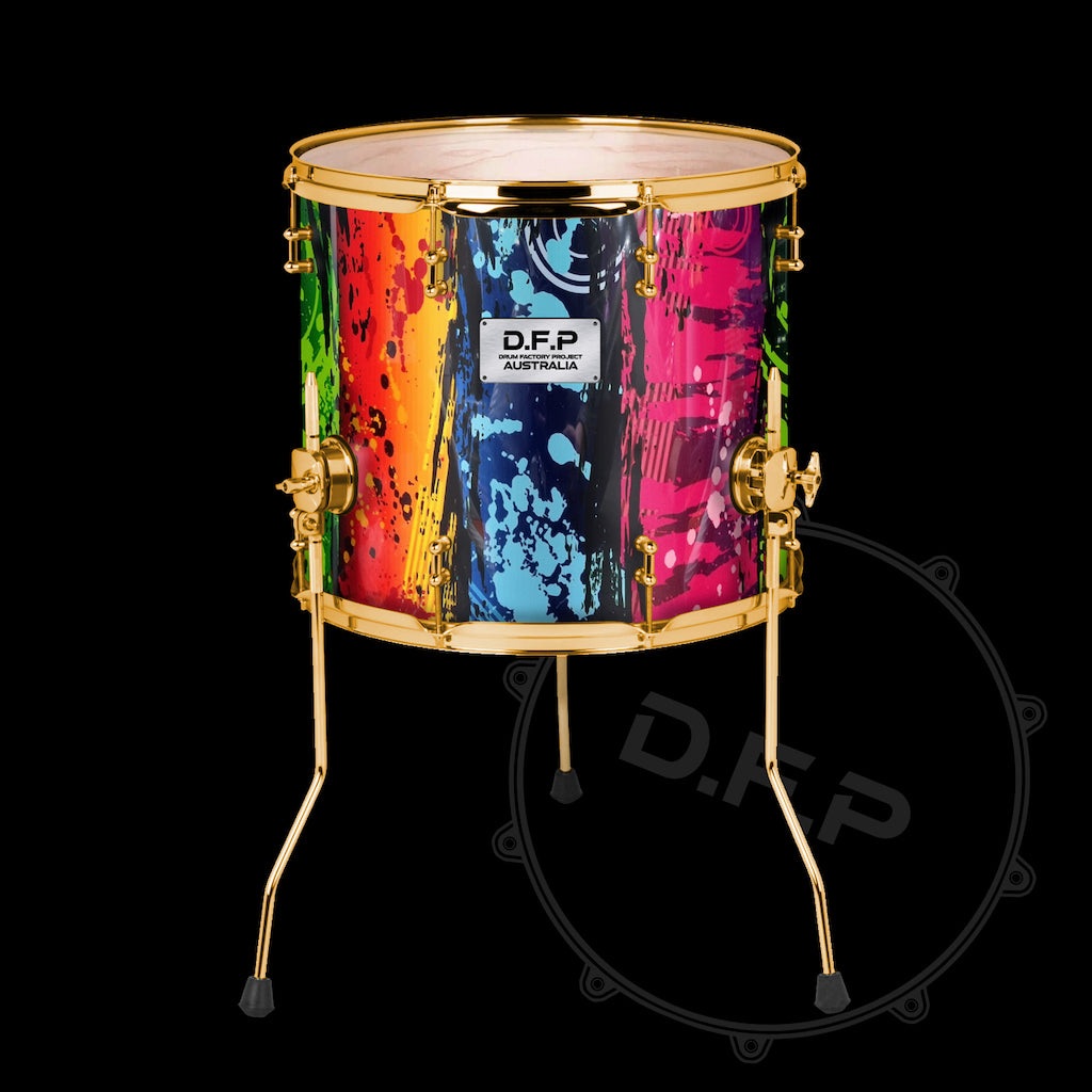 DFP Drum Wrap - Rainbow Stripe Graffiti