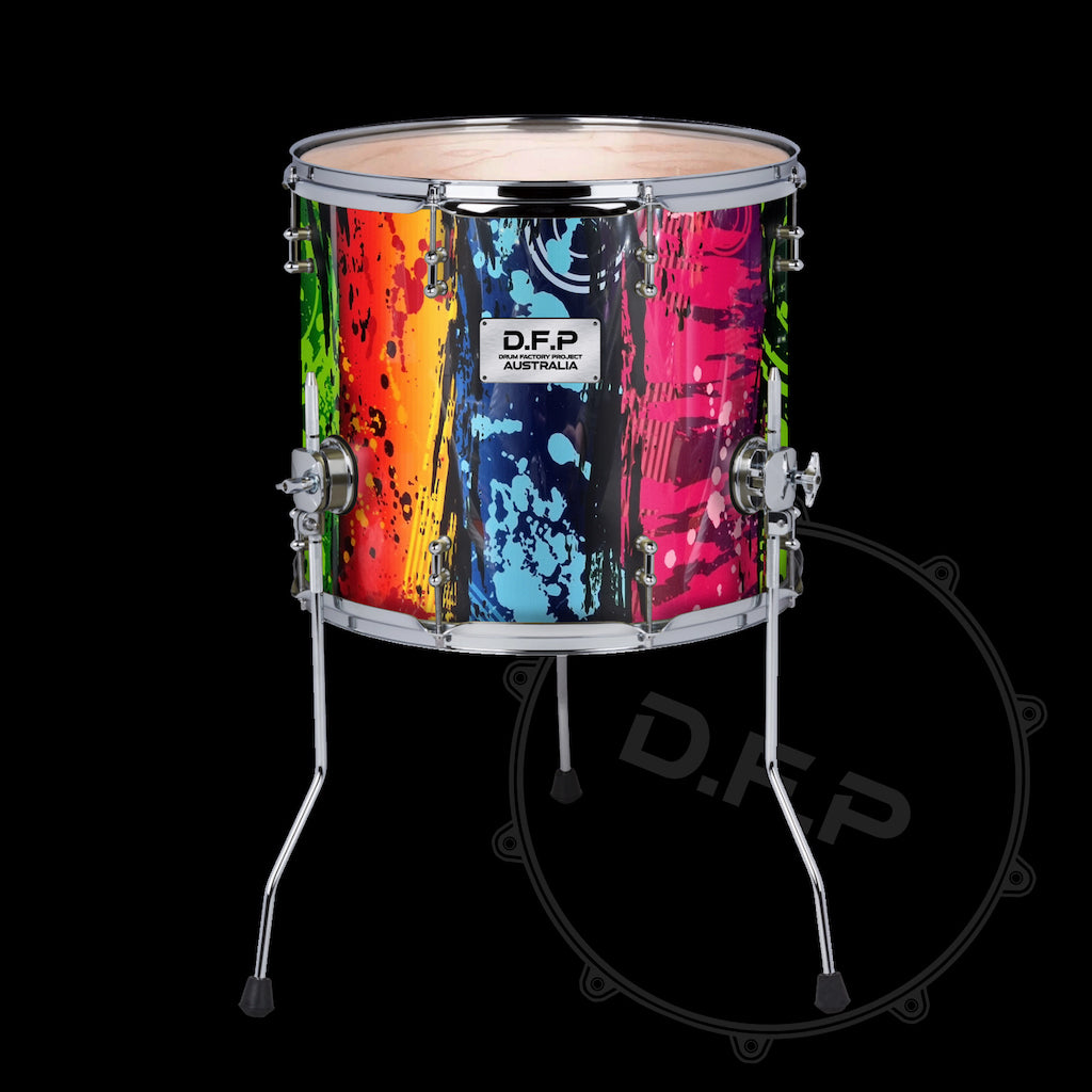 DFP Drum Wrap - Rainbow Stripe Graffiti