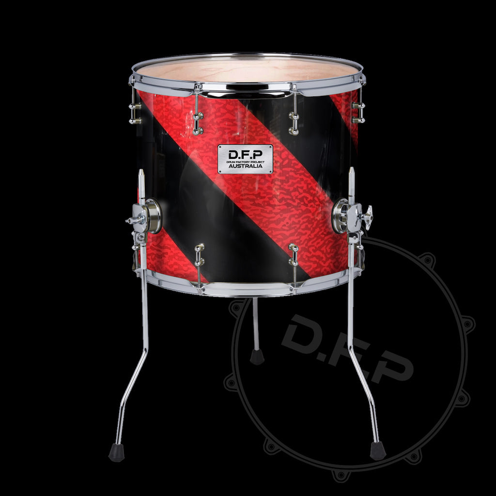 DFP Drum Wrap - Retro Red Black Spiral