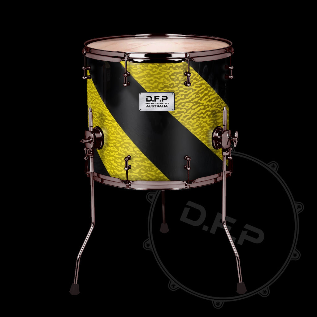 DFP Drum Wrap - Retro Yellow Black Spiral