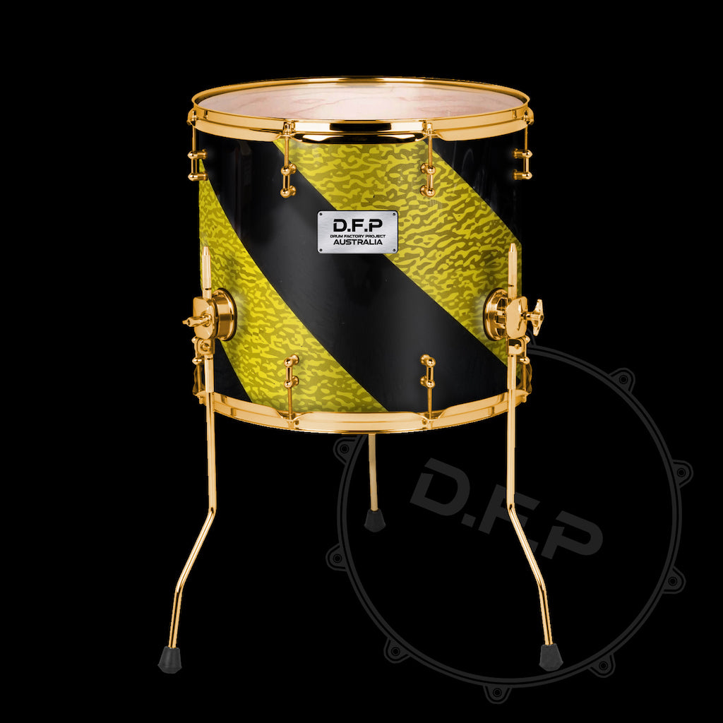 DFP Drum Wrap - Retro Yellow Black Spiral
