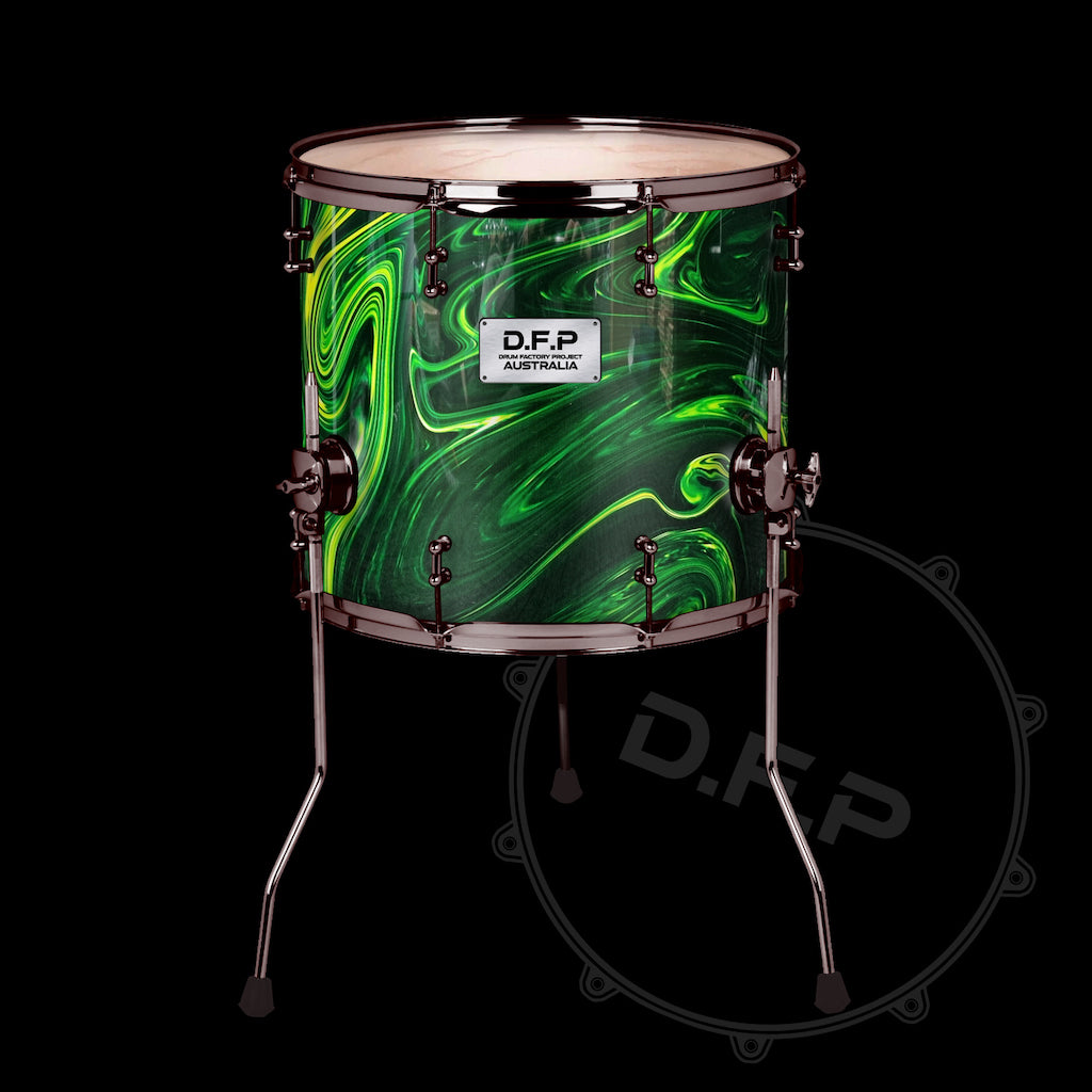 DFP Drum Wrap - Green & Yellow Sludge Graffiti