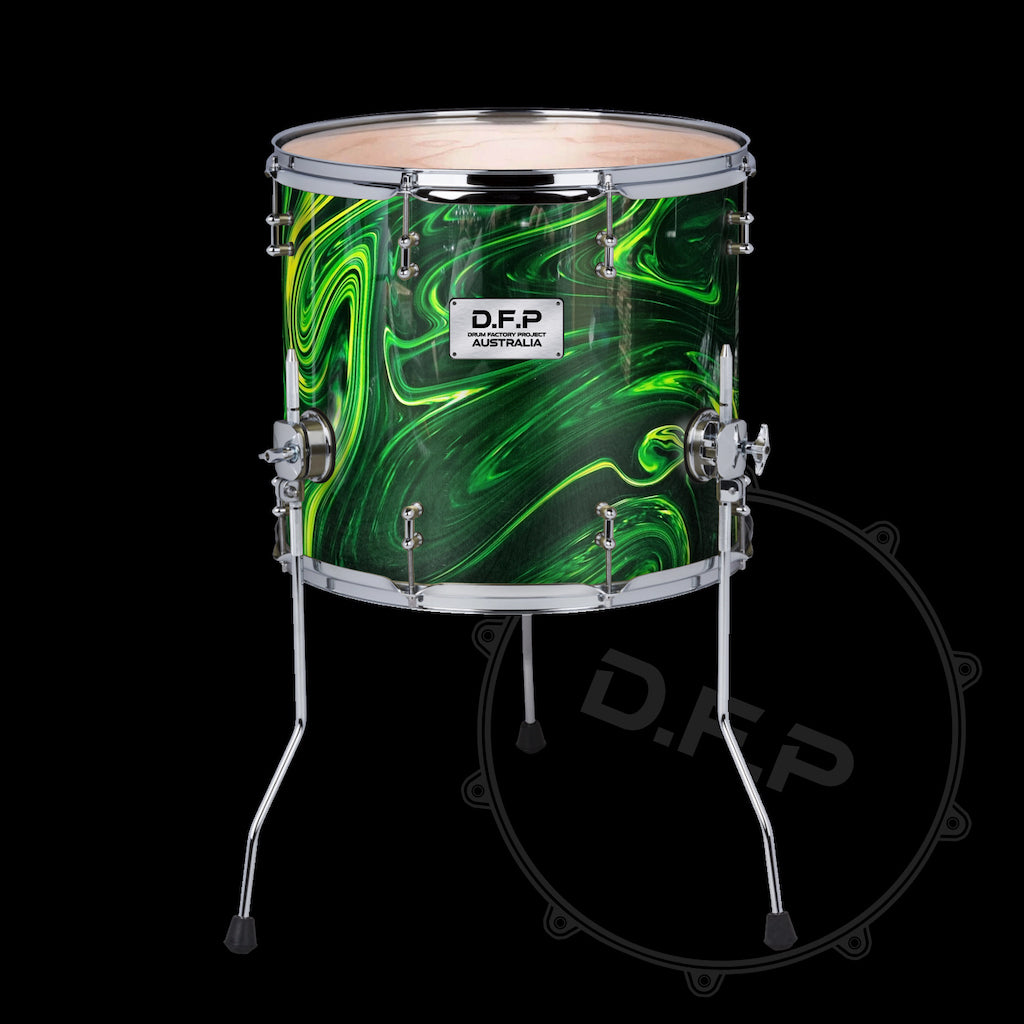 DFP Drum Wrap - Green & Yellow Sludge Graffiti