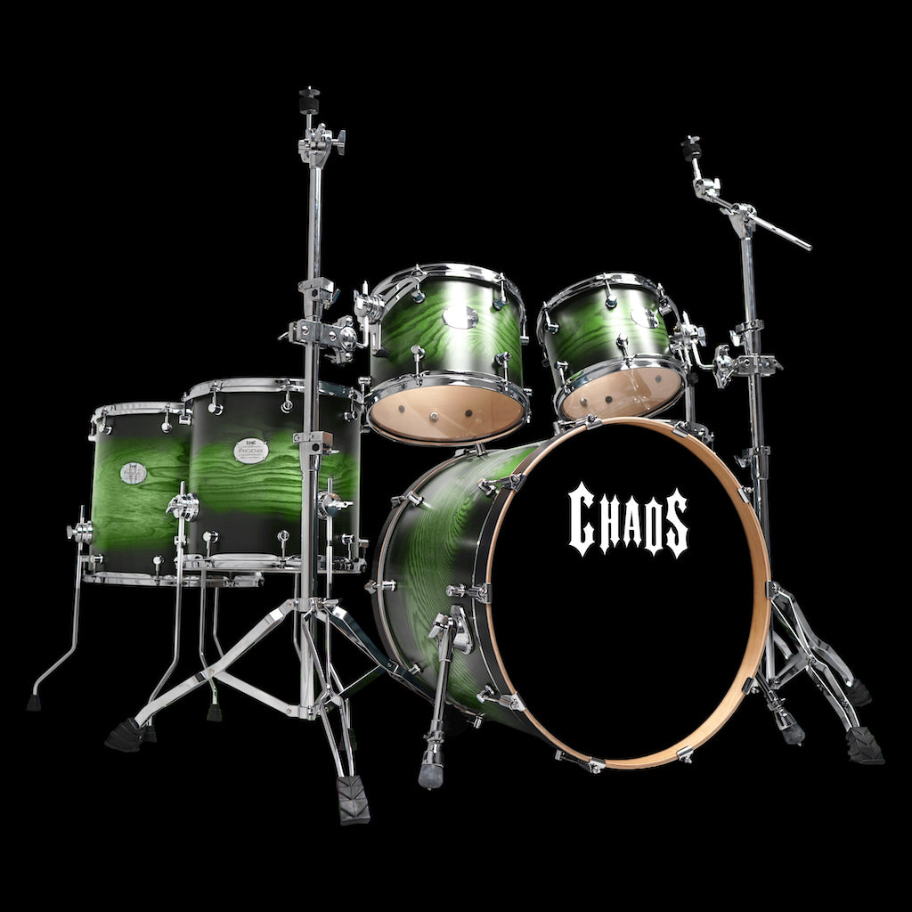 Chaos Phoenix Drum Kit - Ash Drum Kit Green Burst