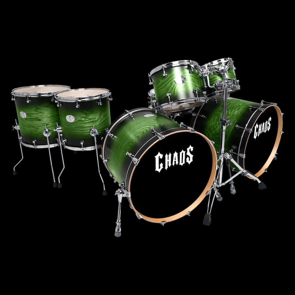 Chaos Phoenix Drum Kit - Ash Drum Kit Green Burst