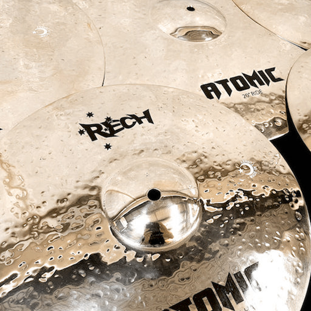 Close Up of Rech Atomic 5 Piece Cymbal Pack Set