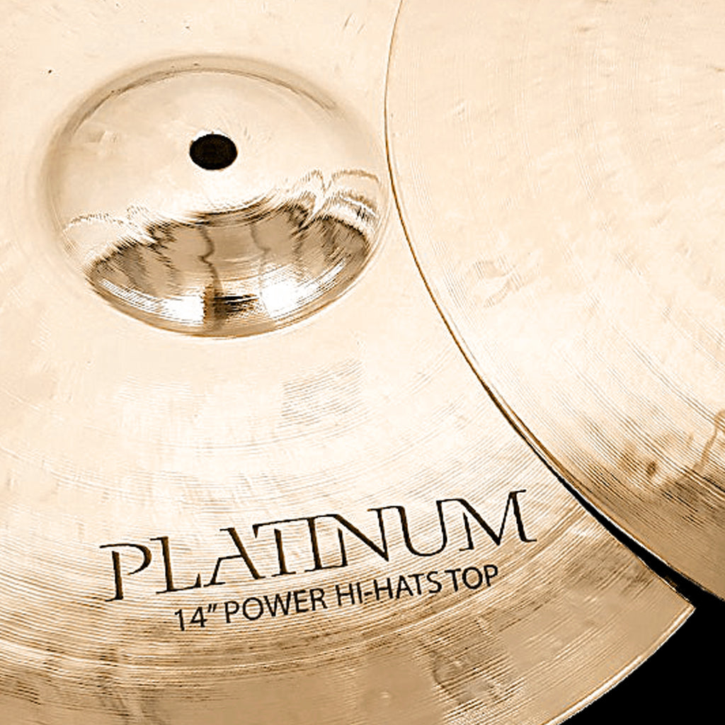 Close Up of Rech Platinum 14" Power Hi Hat Cymbals