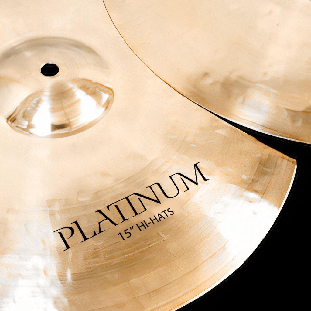 Close Up of Rech Platinum 15" Hi Hat Cymbals