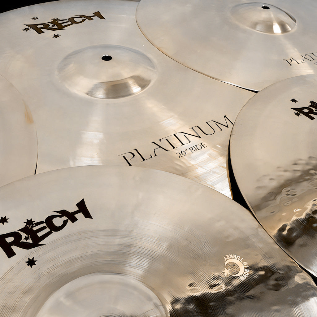 Close Up of Rech Platinum 5 Piece Cymbal Pack Set