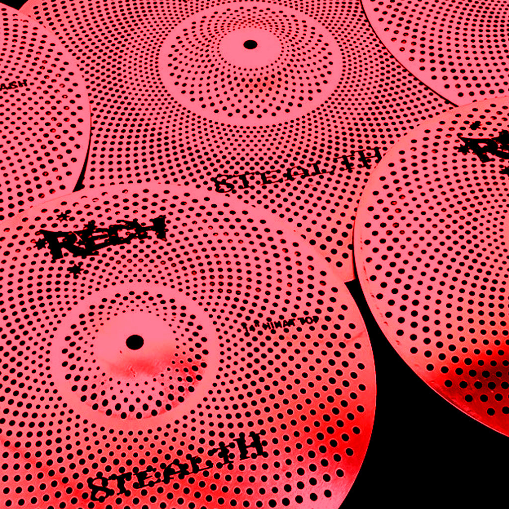 Rech Stealth Red 5 Piece Low Volume Cymbal Pack Set + FREE Bag